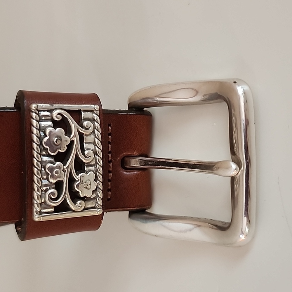 Brighton Brown Leather Belt with Silver & Black Hardware B20275